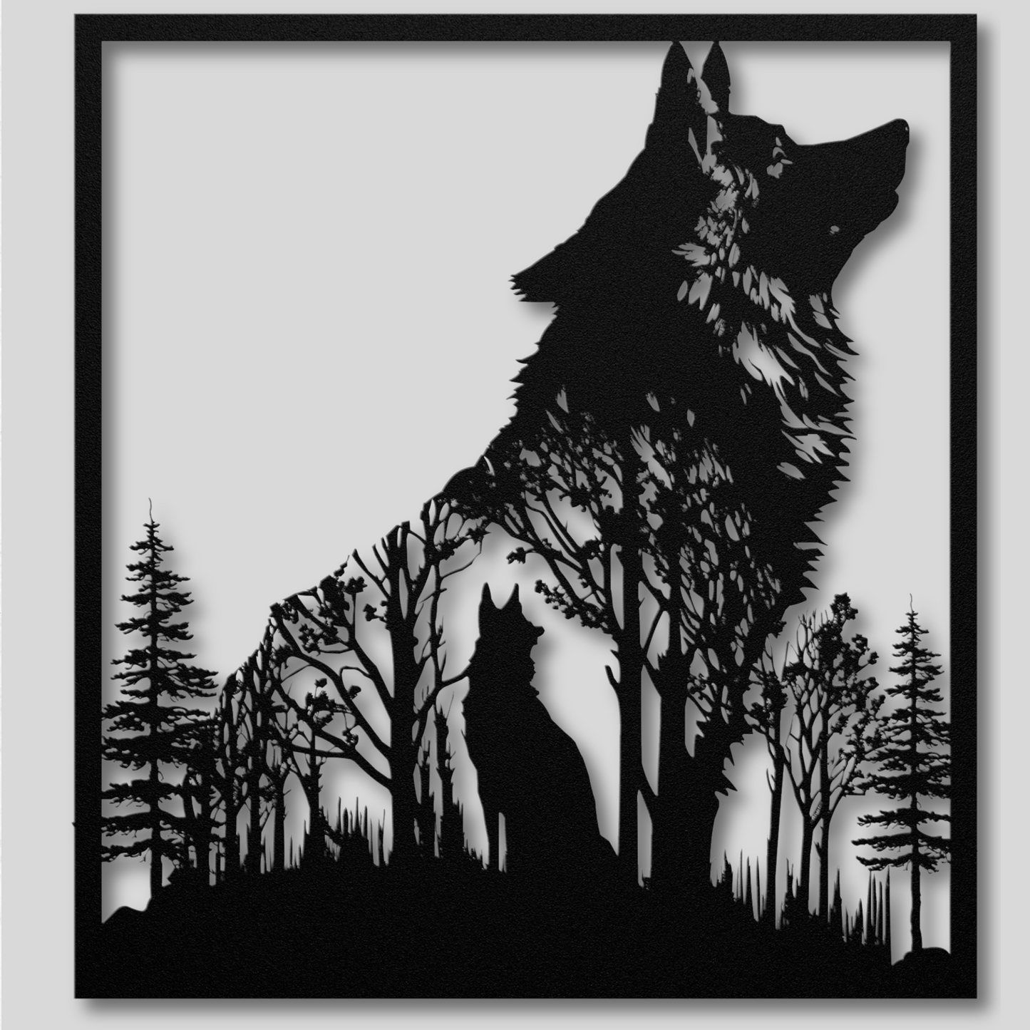 Intriguing Wolf within a Wolf Metal Wall Art: Celebrate Inner Spirit