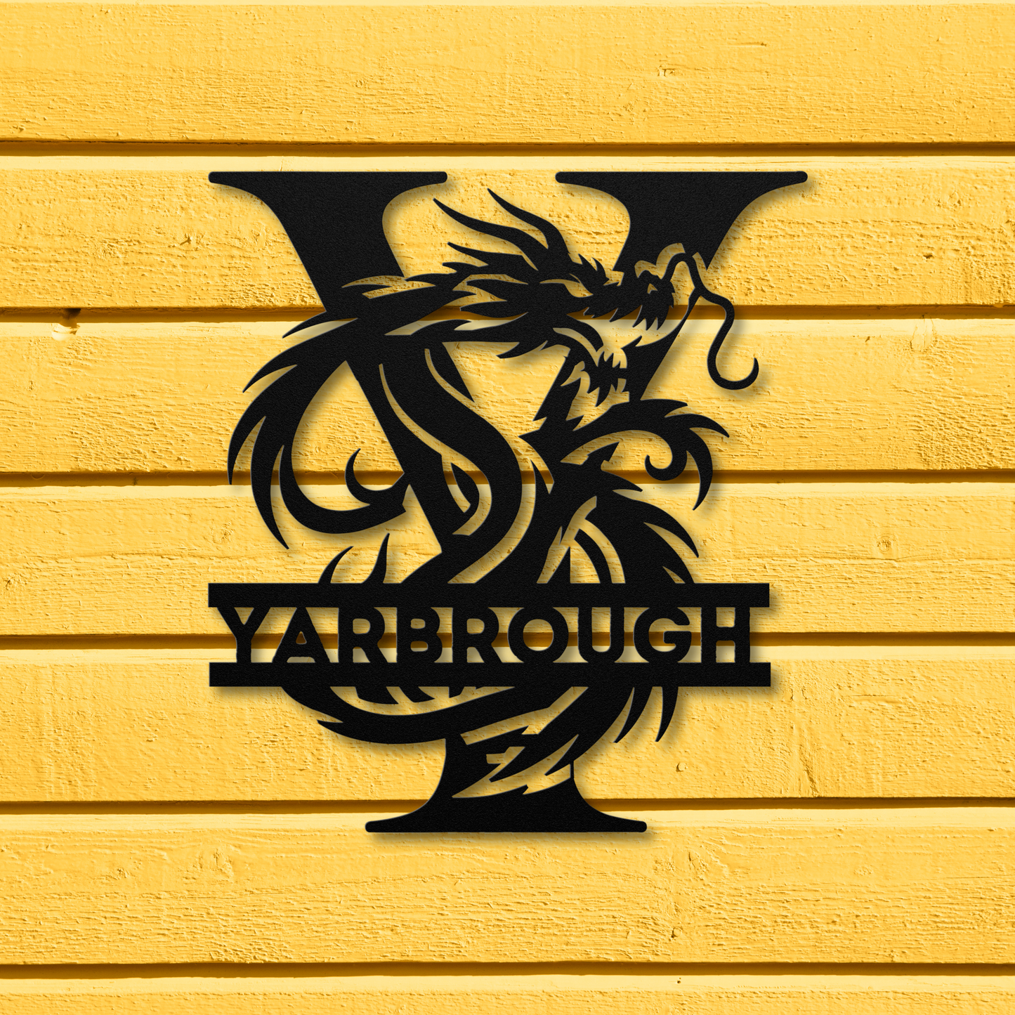 Custom Dragon Letter Y Metal Sign: Bold and Imaginative
