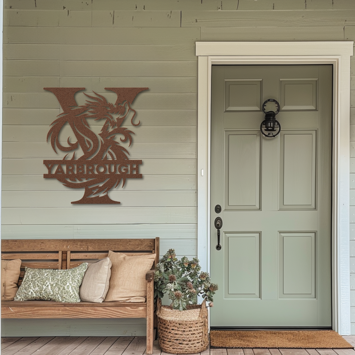 Custom Dragon Letter Y Metal Sign: Bold and Imaginative