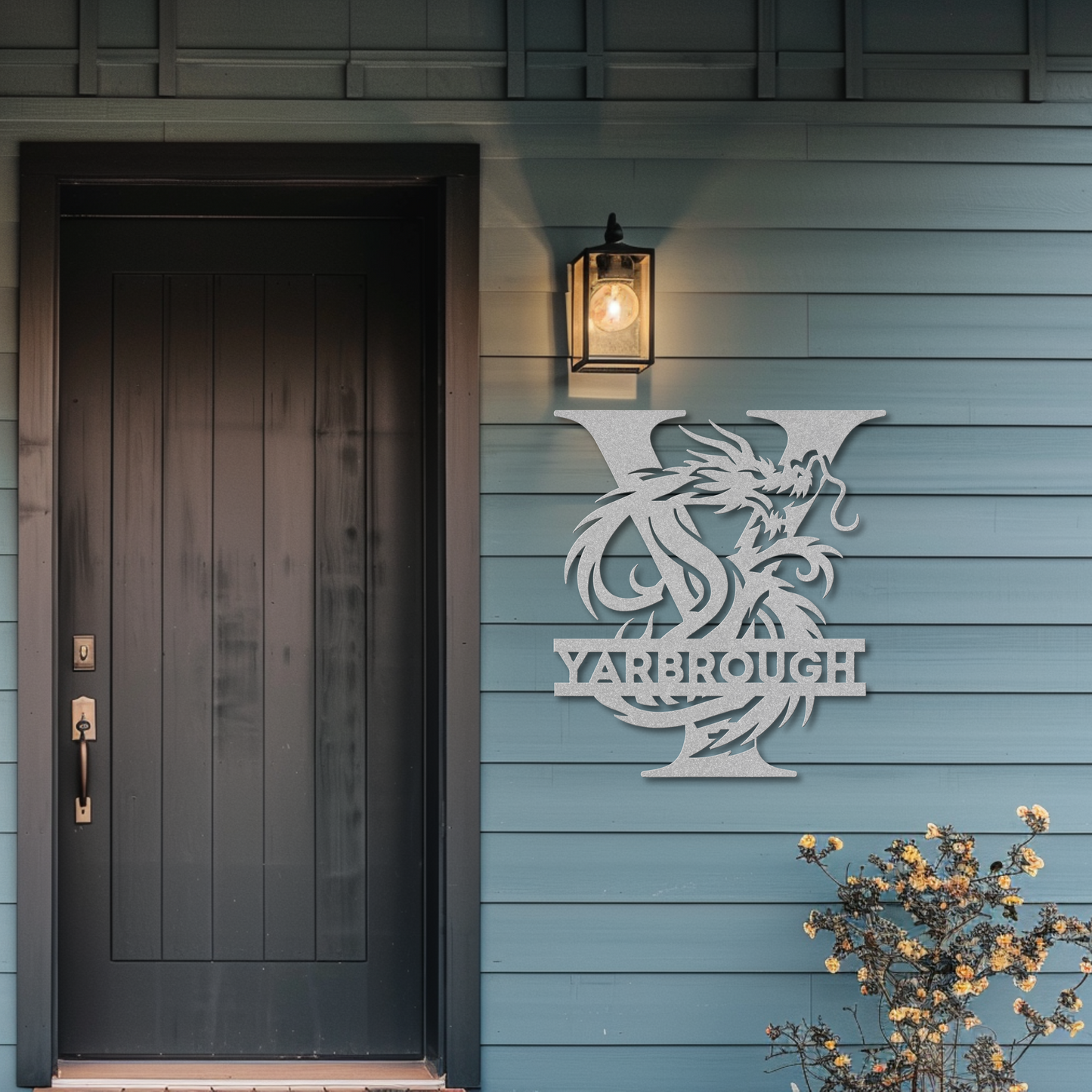 Custom Dragon Letter Y Metal Sign: Bold and Imaginative