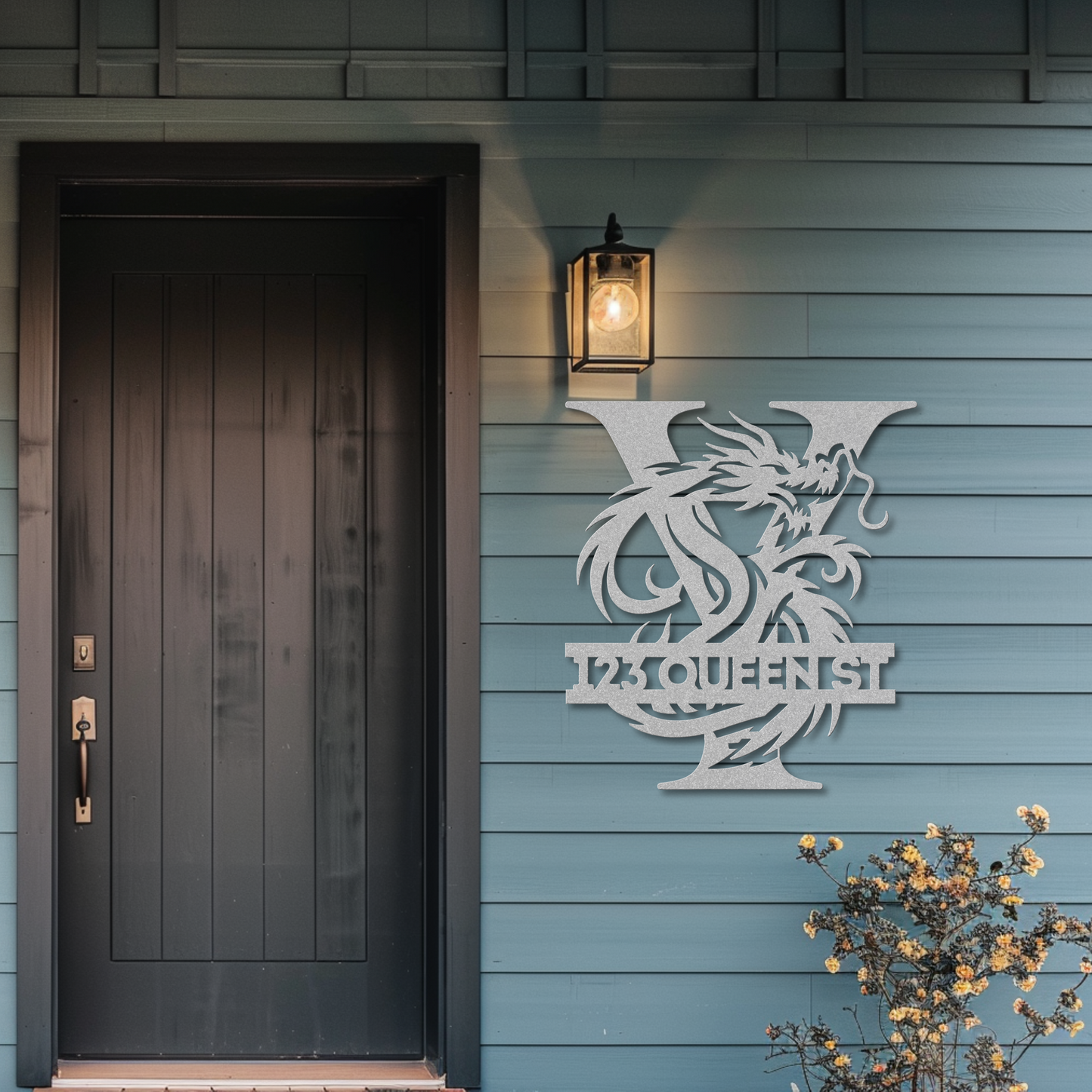 Custom Dragon Letter Y Metal Sign: Bold and Imaginative