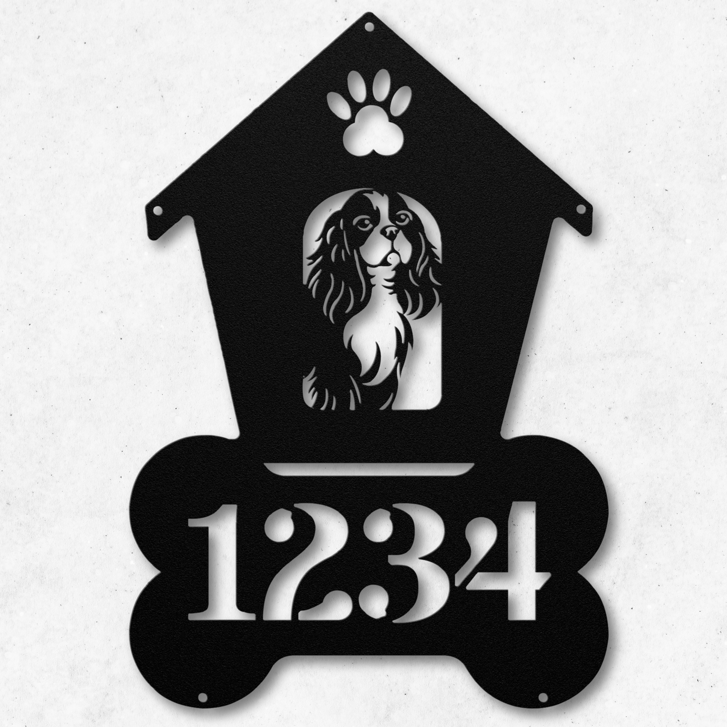 Cavalier Spaniel Dog House Number Sign: A Tail-Wagging Touch