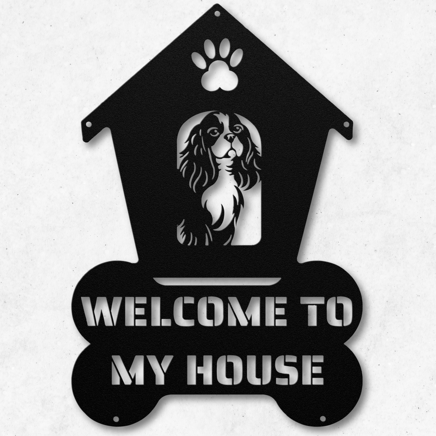 Cavalier Spaniel Welcome Dog House Sign: A Warm Greeting for Your Home
