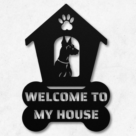 Doberman Welcome Dog House Sign: A Warm Greeting for Your Home