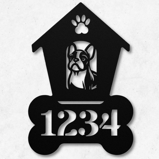 French Bulldog Dog House Number Sign: A Tail-Wagging Touch