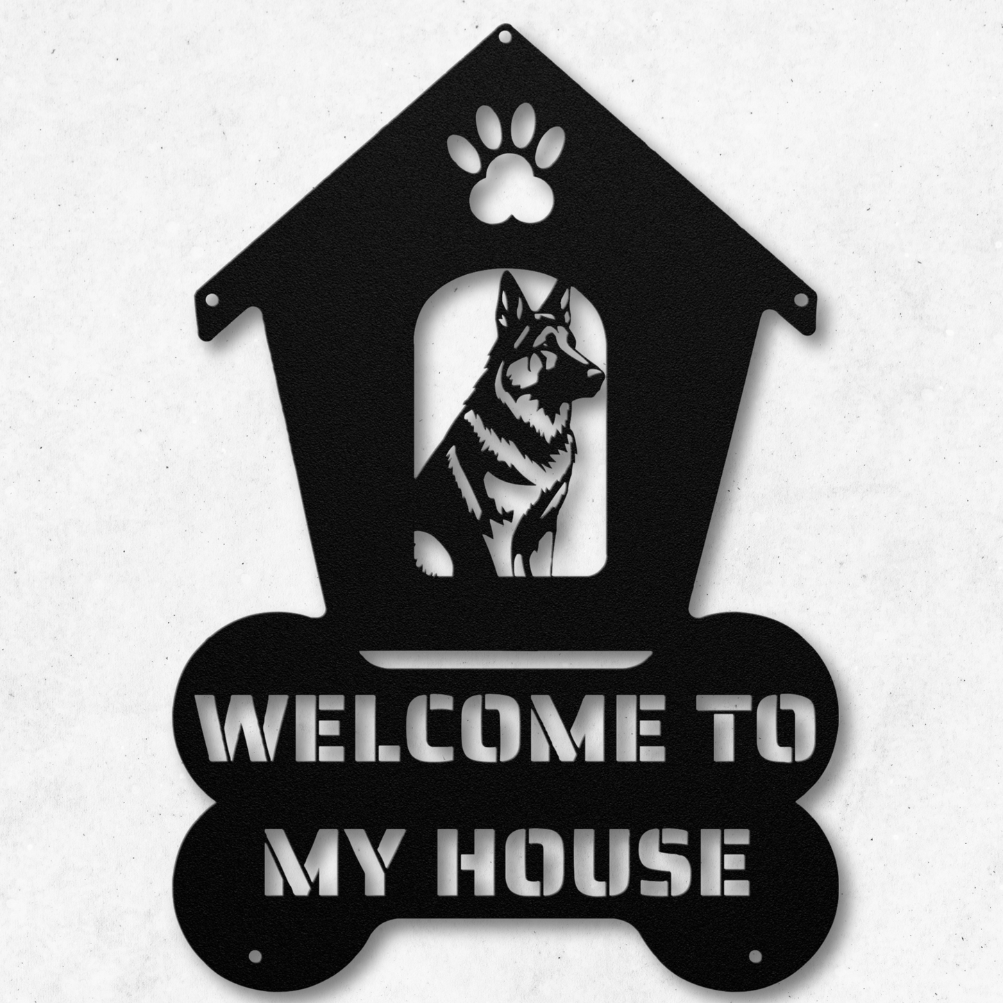 German Shepherd Welcome Dog House Metal Sign: A Warm Greeting for Your Home