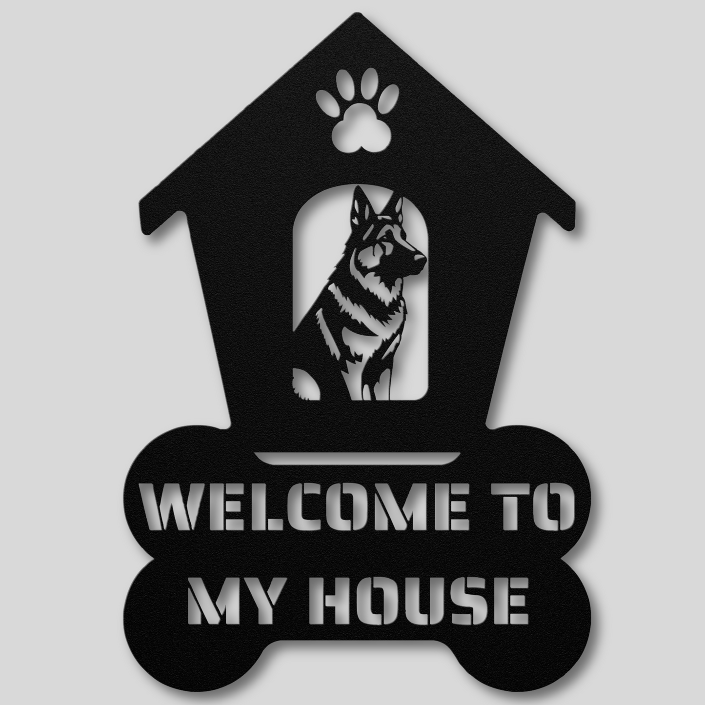 German Shepherd Welcome Dog House Metal Sign: A Warm Greeting for Your Home