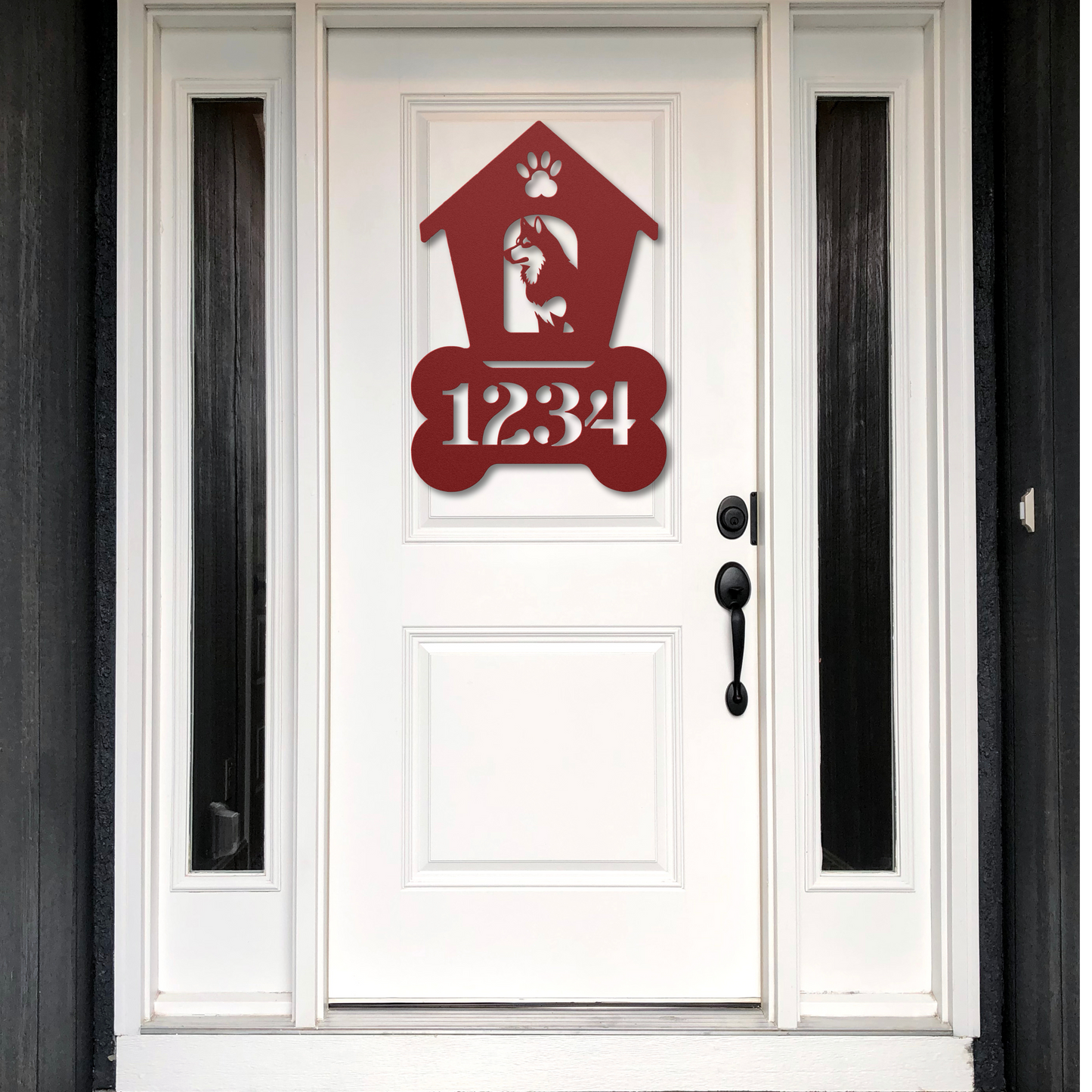 Siberian Husky Dog House Number Metal Sign: A Tail-Wagging Touch