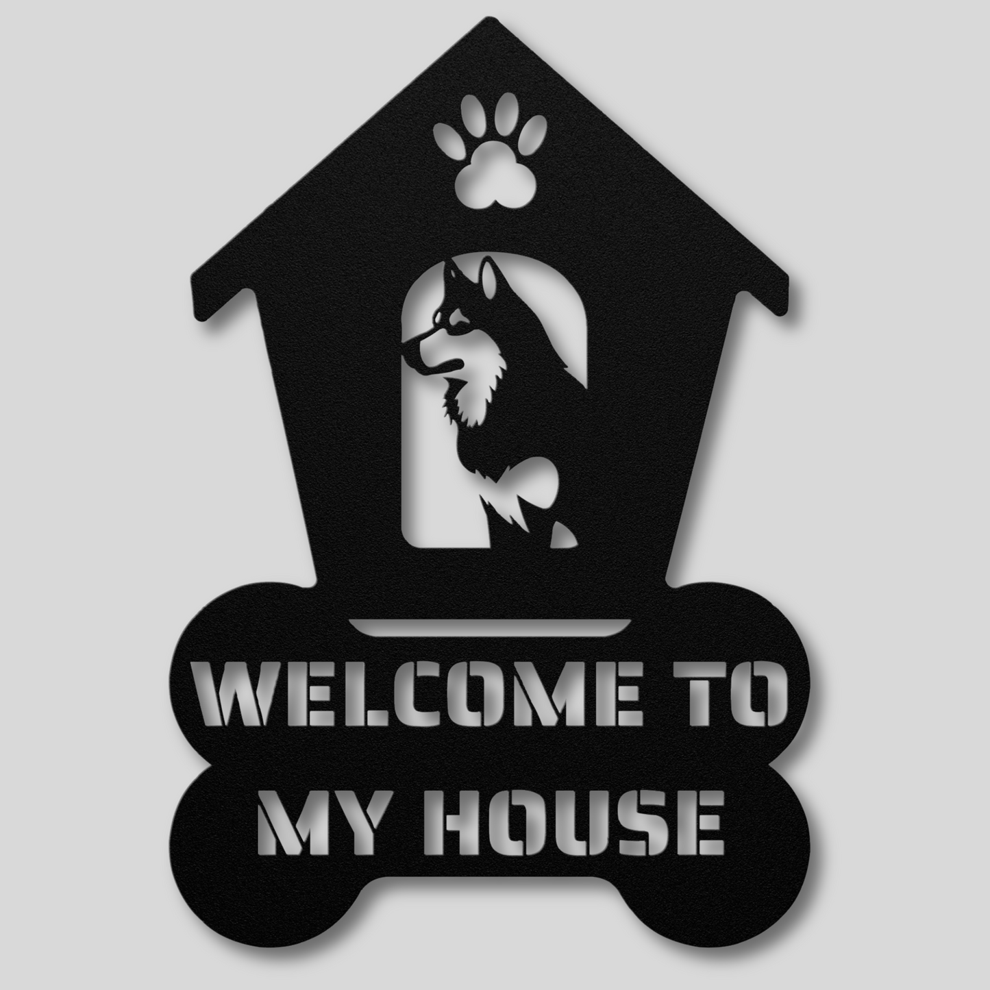 Siberian Husky Welcome Dog House Metal Sign: A Warm Greeting for Your Home