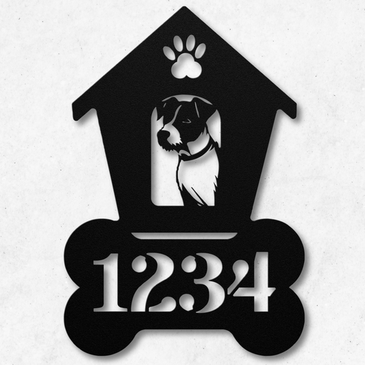 Jack Russell Dog House Number Metal Sign: A Tail-Wagging Touch