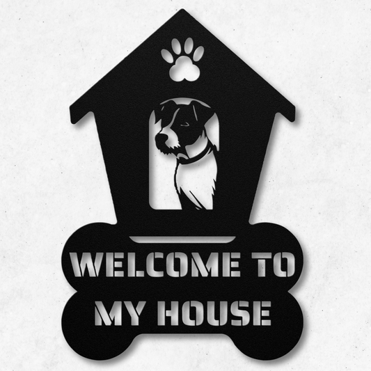 Jack Russell Welcome Dog House Metal Sign: A Warm Greeting for Your Home