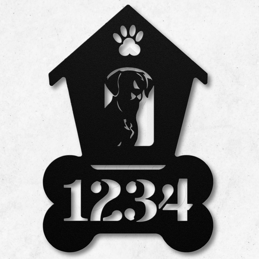 Labrador Retriever Dog House Number Metal Sign: A Tail-Wagging Touch