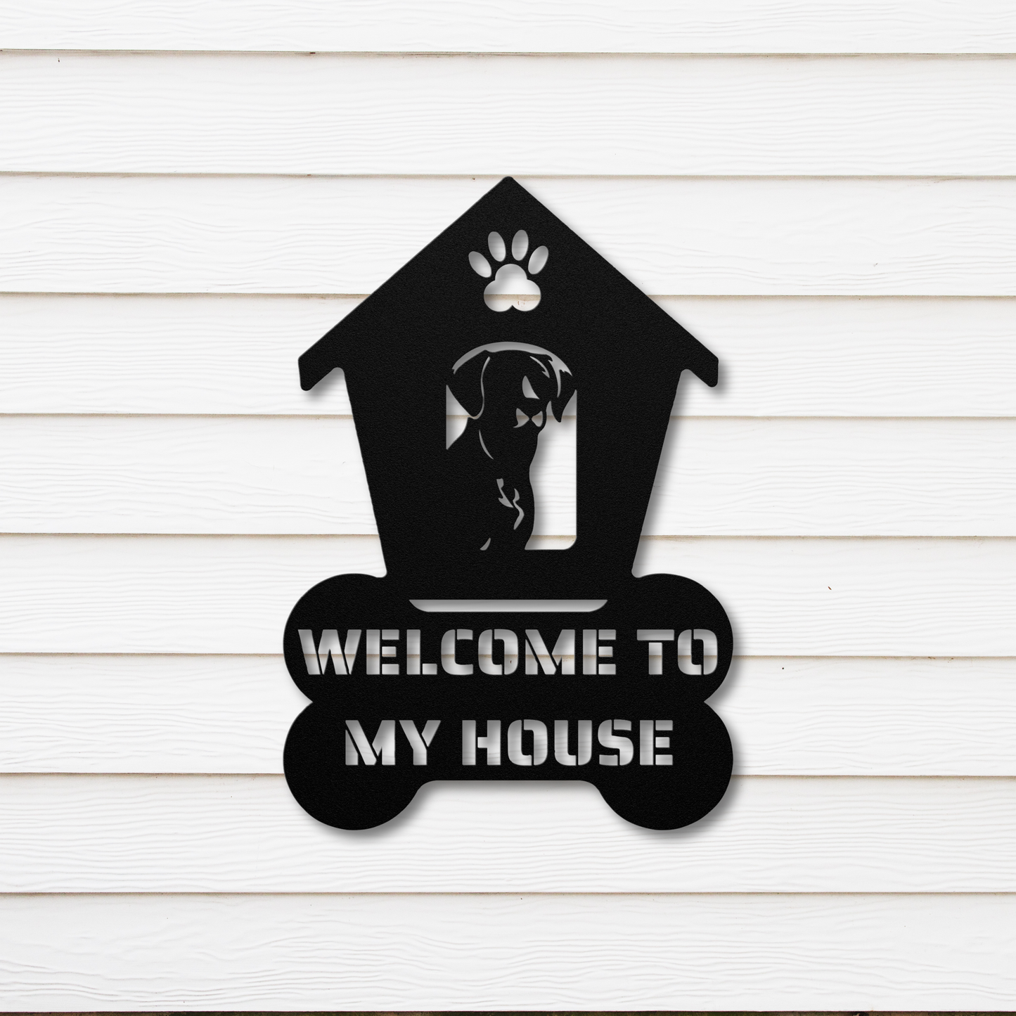 Labrador Retriever Welcome Dog House Metal Sign: A Warm Greeting for Your House