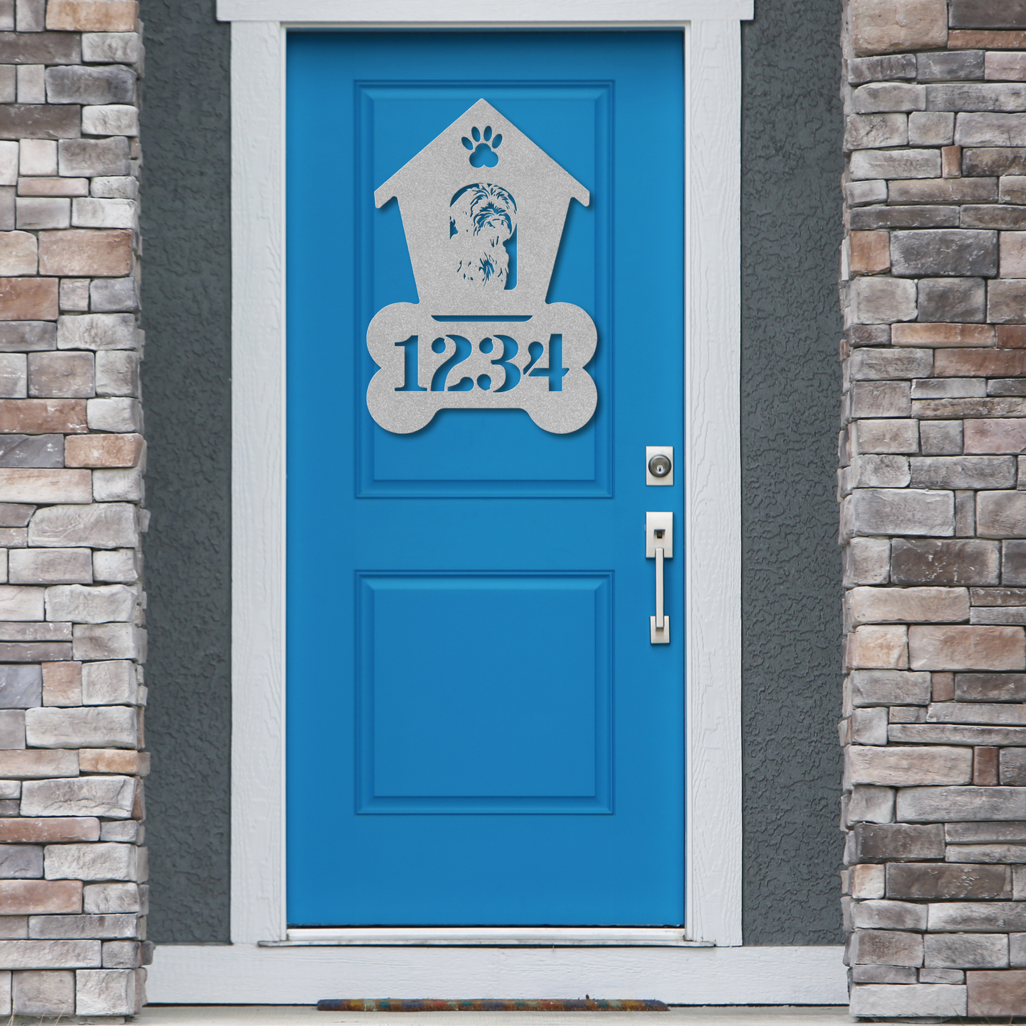 Labradoodle Dog House Number Metal Sign: A Tail-Wagging Touch