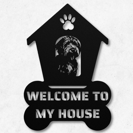 Labradoodle Welcome Dog House Metal Sign: A Warm Greeting for Your Home