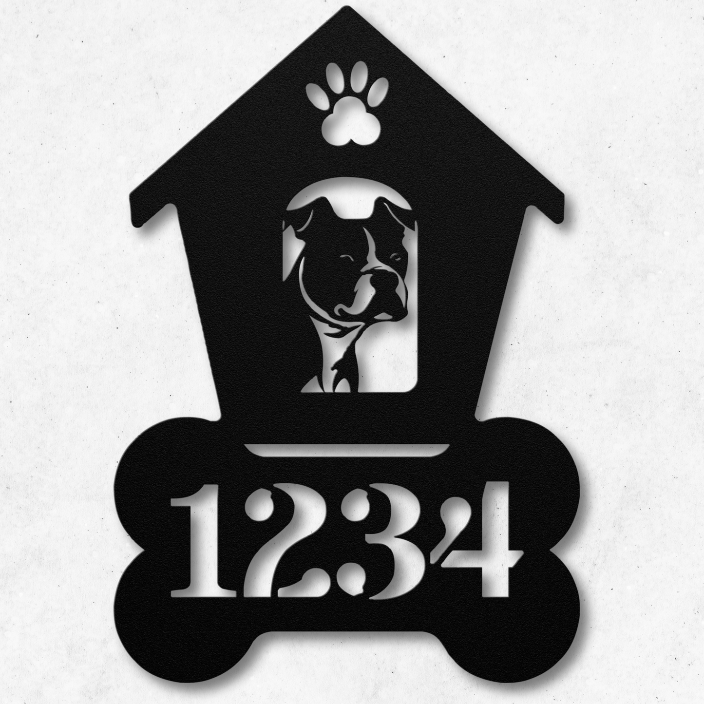 Pitbull Dog House Number Metal Sign: A Tail-Wagging Touch