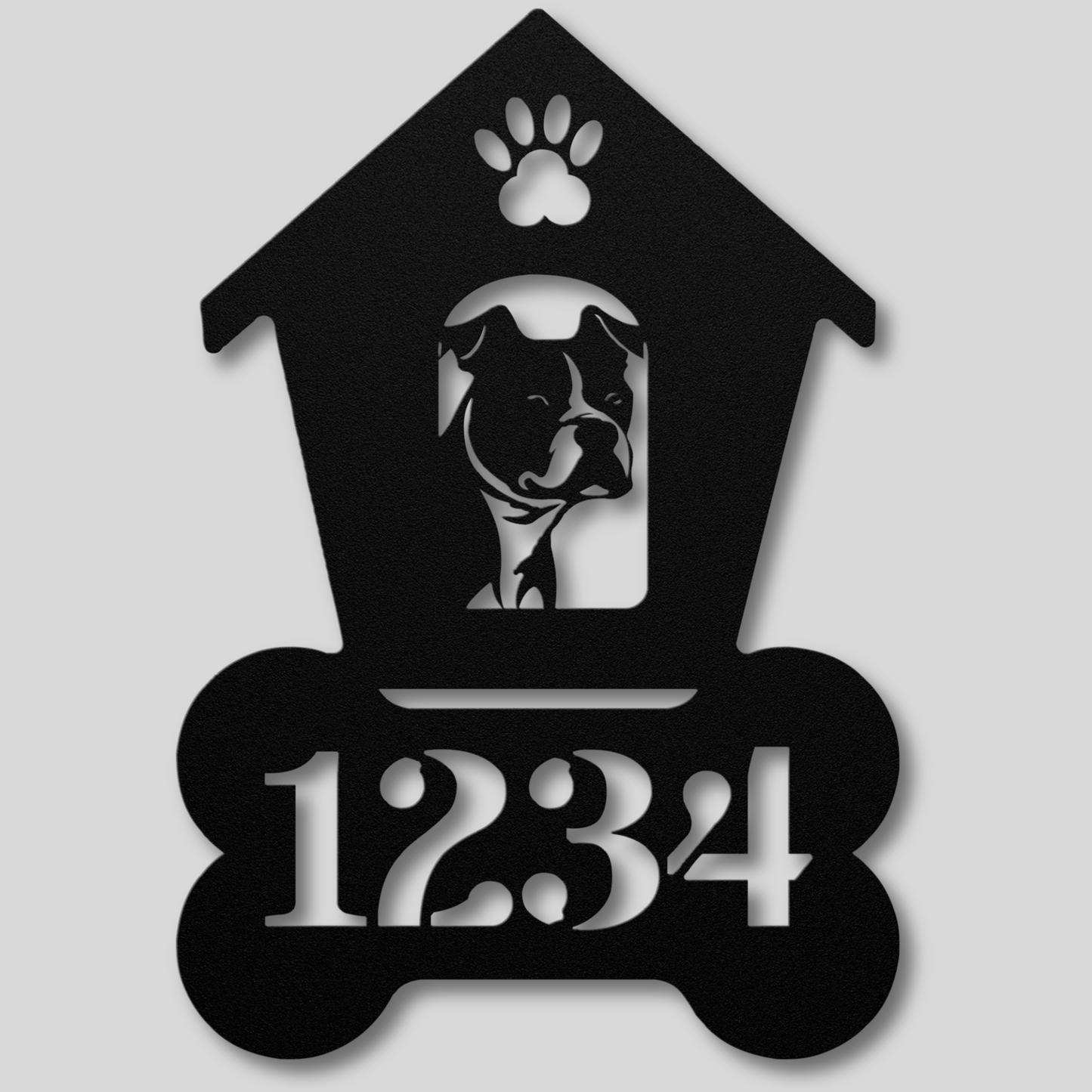 Pitbull Dog House Number Metal Sign: A Tail-Wagging Touch