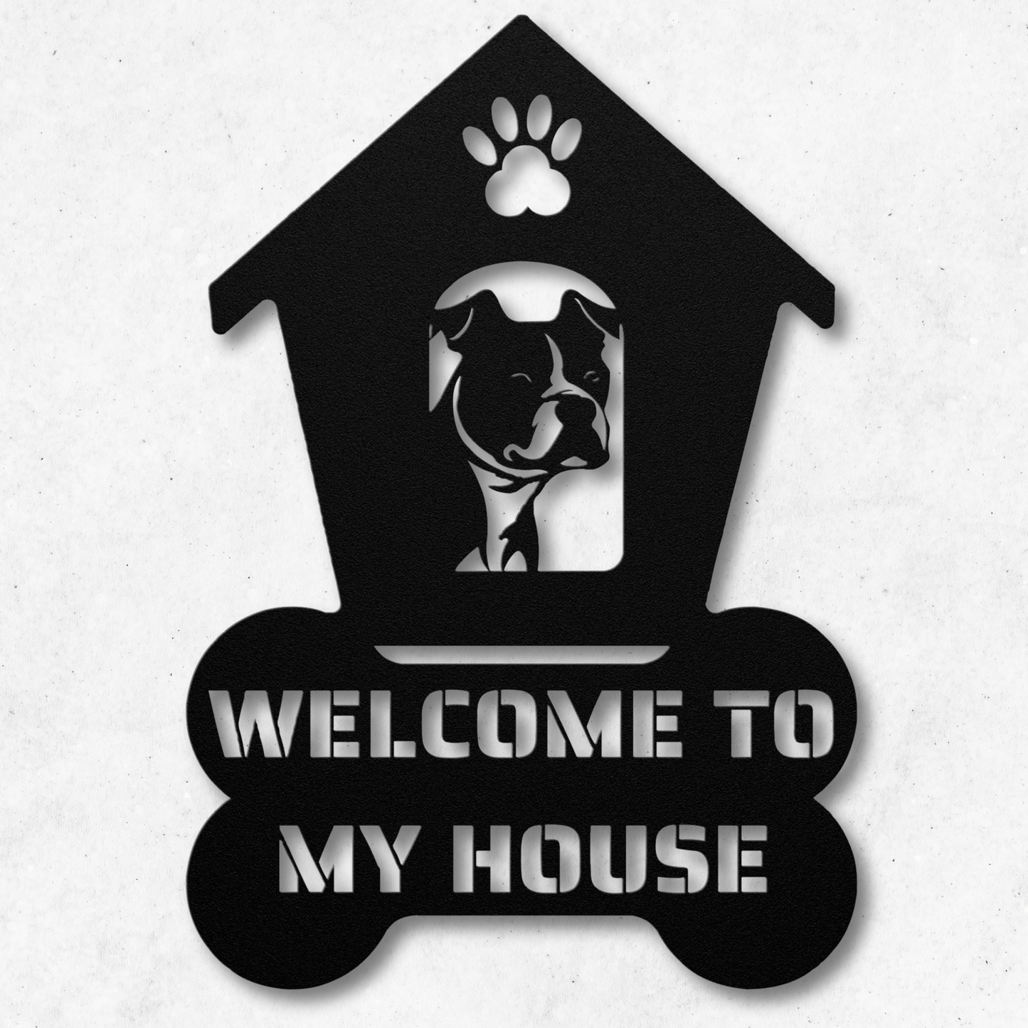 Pitbull Welcome Dog House Metal Sign: A Warm Greeting for Your Home