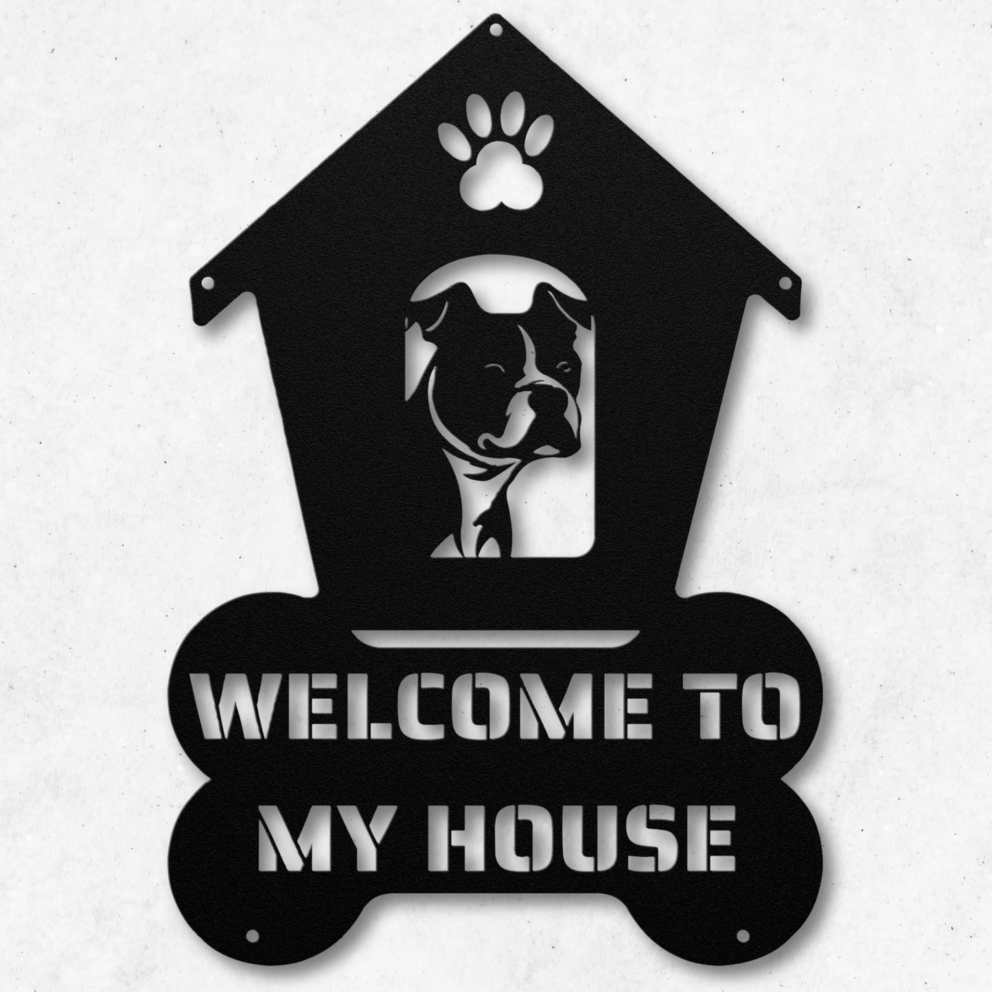 Pitbull Welcome Dog House Metal Sign: A Warm Greeting for Your Home