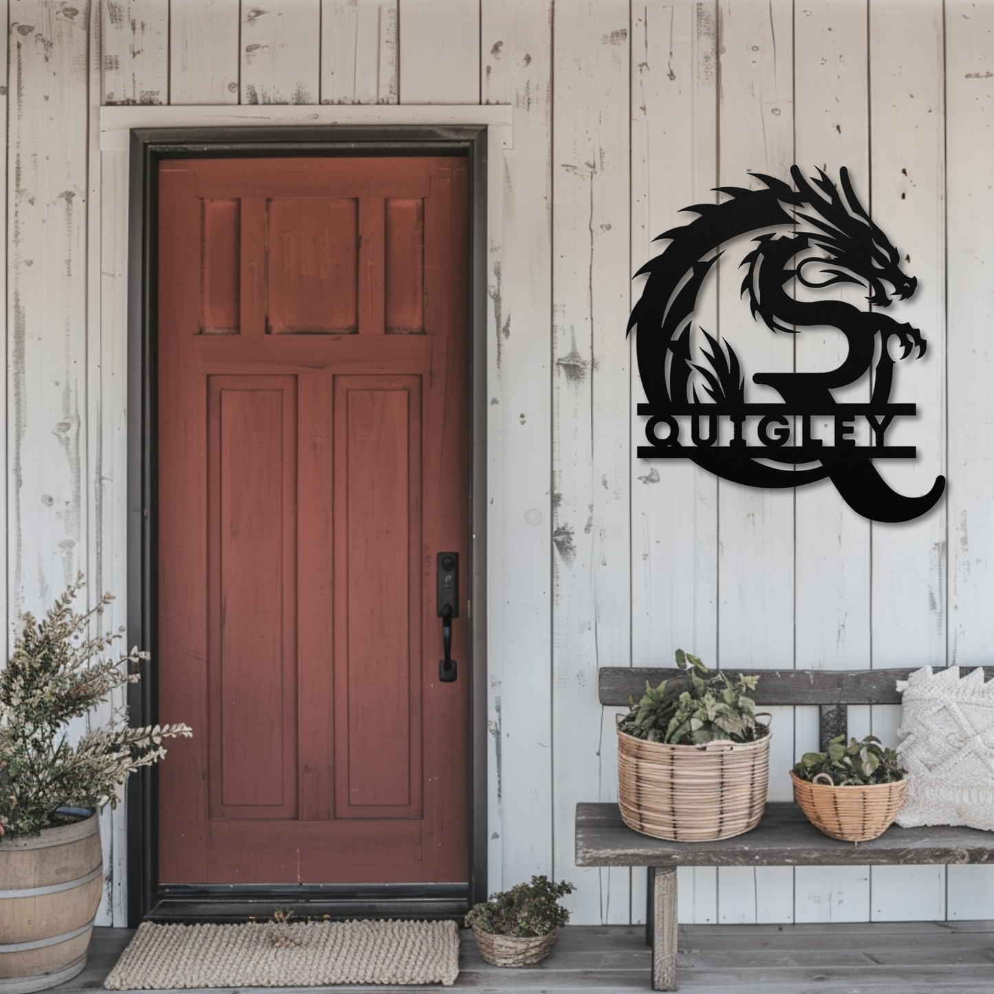 Custom Dragon Letter Q Metal Sign: A Touch of Enchantment