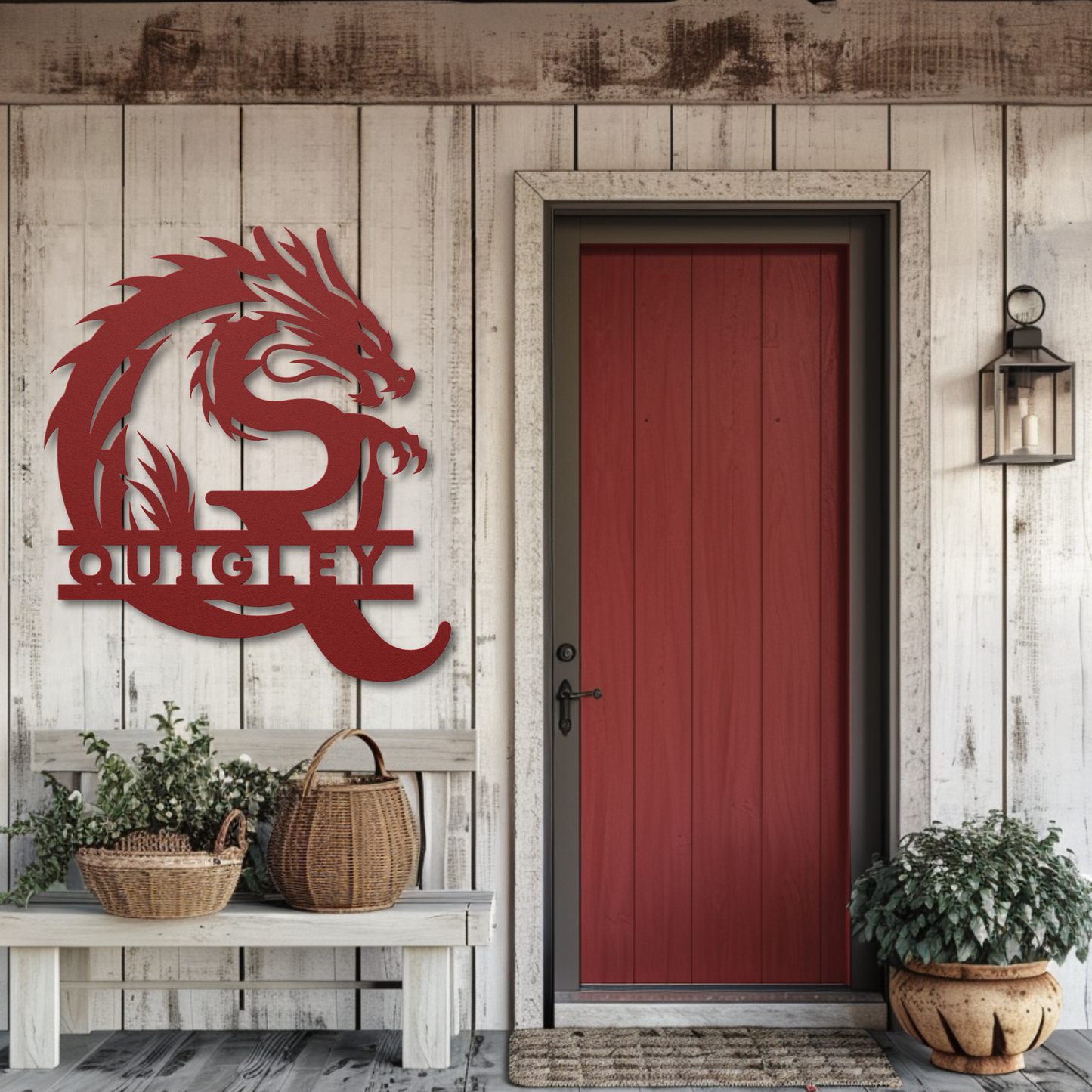 Custom Dragon Letter Q Metal Sign: A Touch of Enchantment