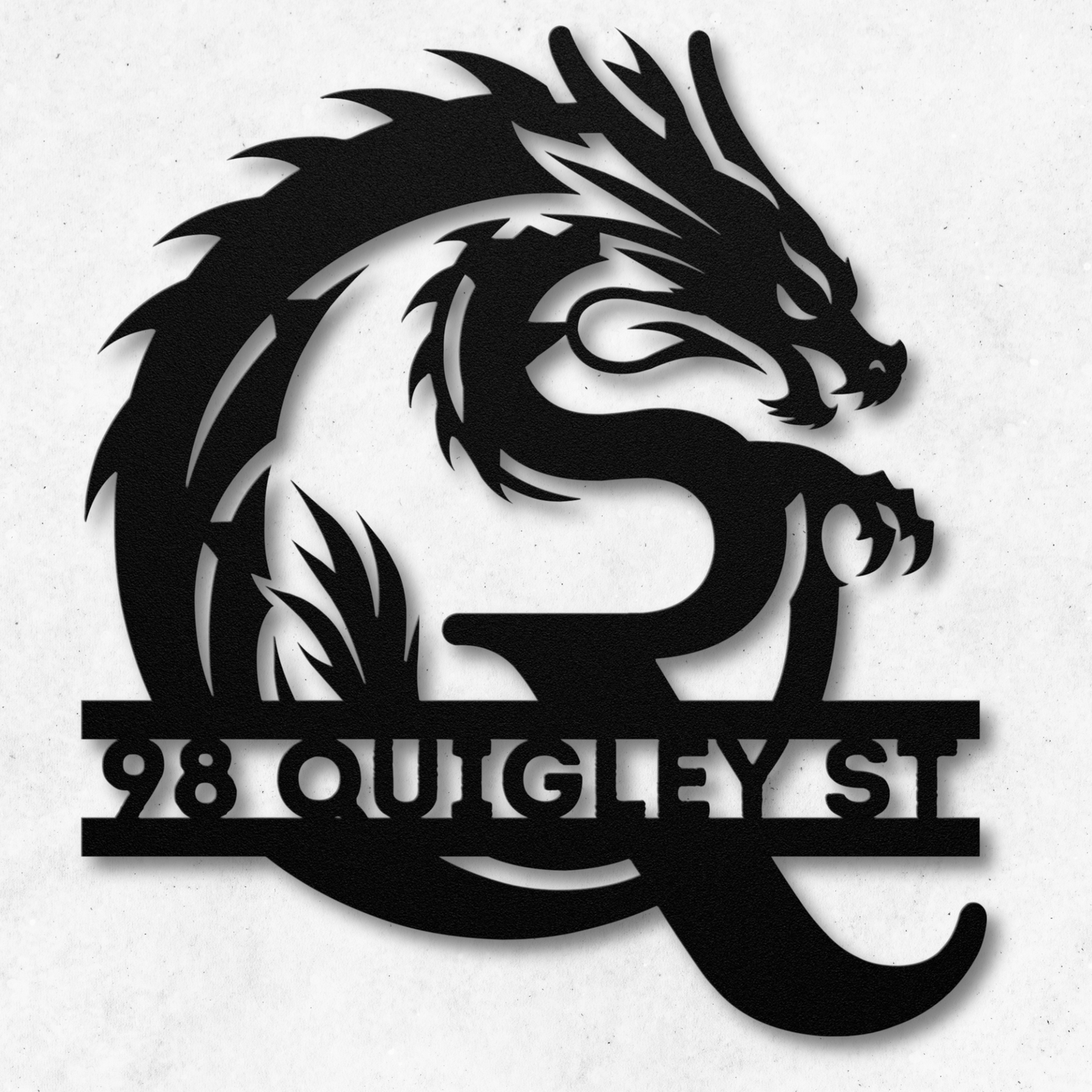 Custom Dragon Letter Q Metal Sign: A Touch of Enchantment