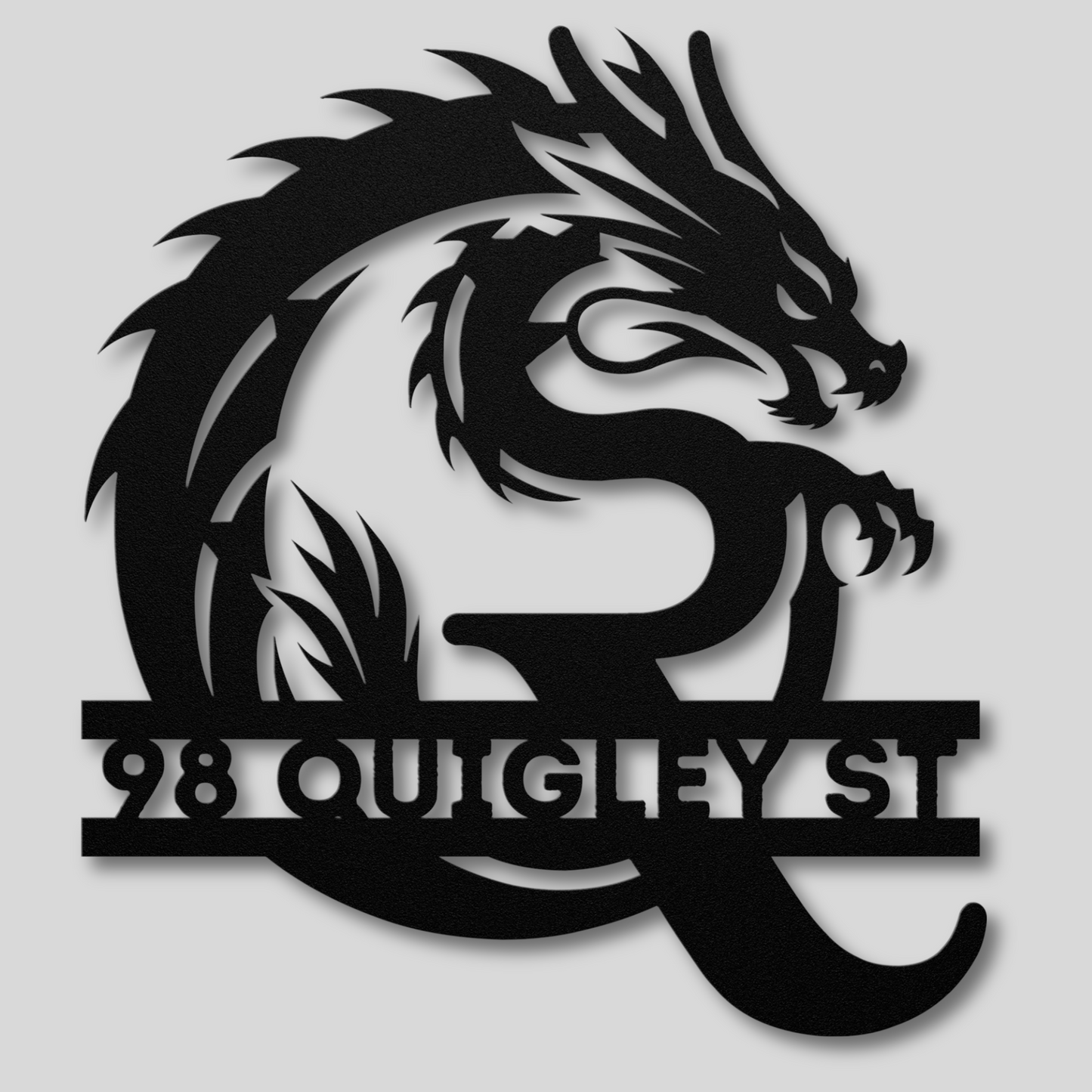 Custom Dragon Letter Q Metal Sign: A Touch of Enchantment