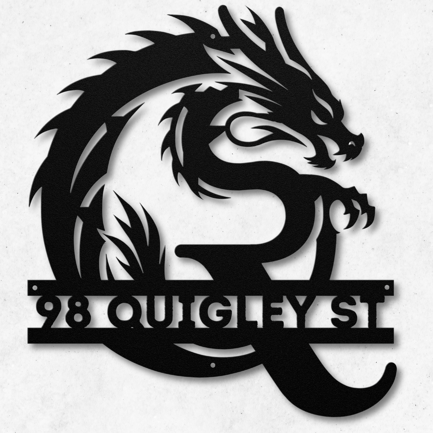 Custom Dragon Letter Q Metal Sign: A Touch of Enchantment