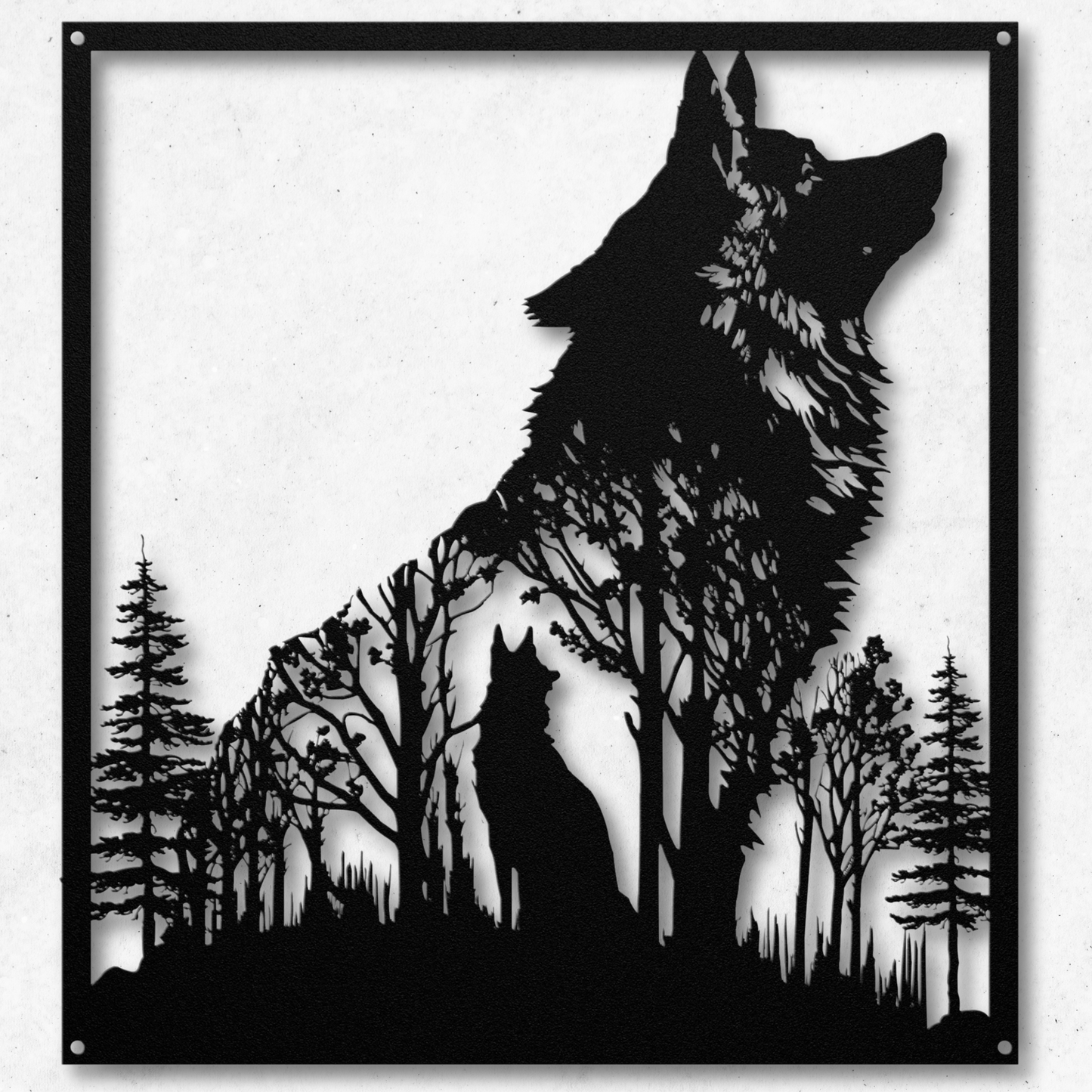Intriguing Wolf within a Wolf Metal Wall Art: Celebrate Inner Spirit
