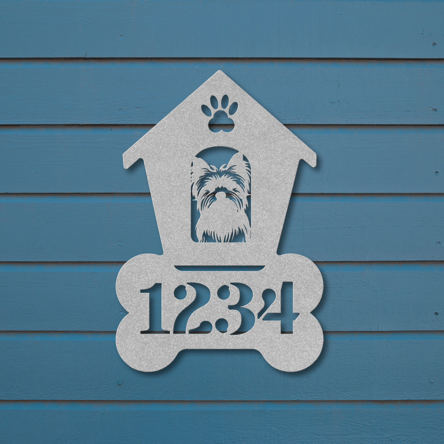 Yorkshire Terrier Dog House Number Metal Sign: A Tail-Wagging Touch