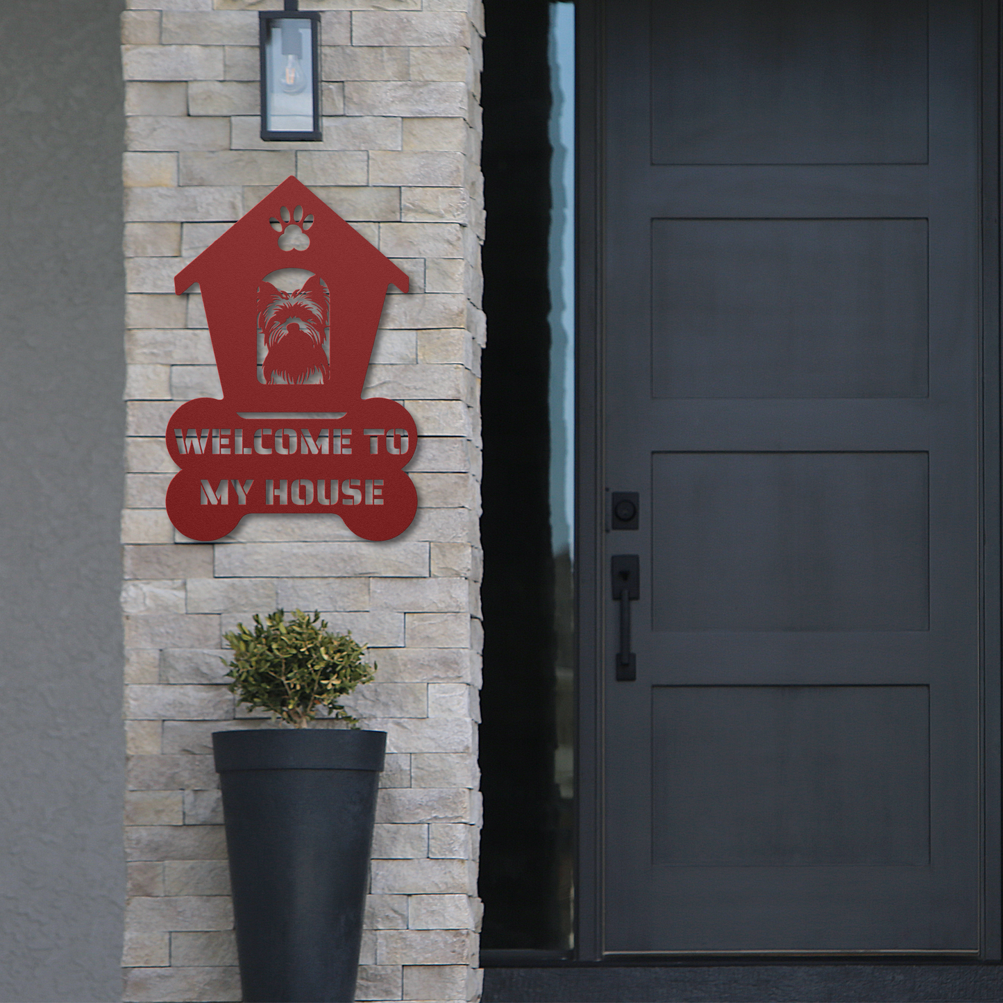 Yorkshire Terrier Welcome Dog House Metal Sign: A Warm Greeting for Your Home