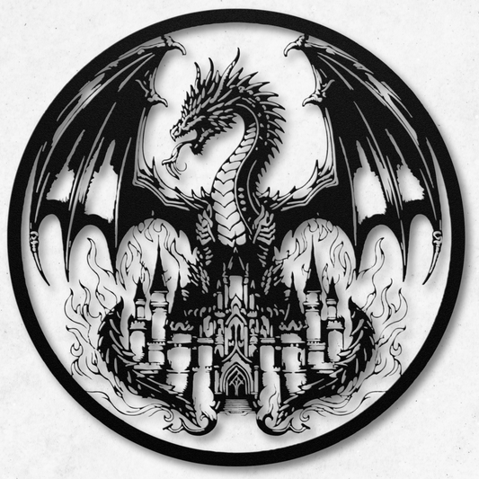 Castle on Fire Metal Wall Art: Ignite Your Imagination