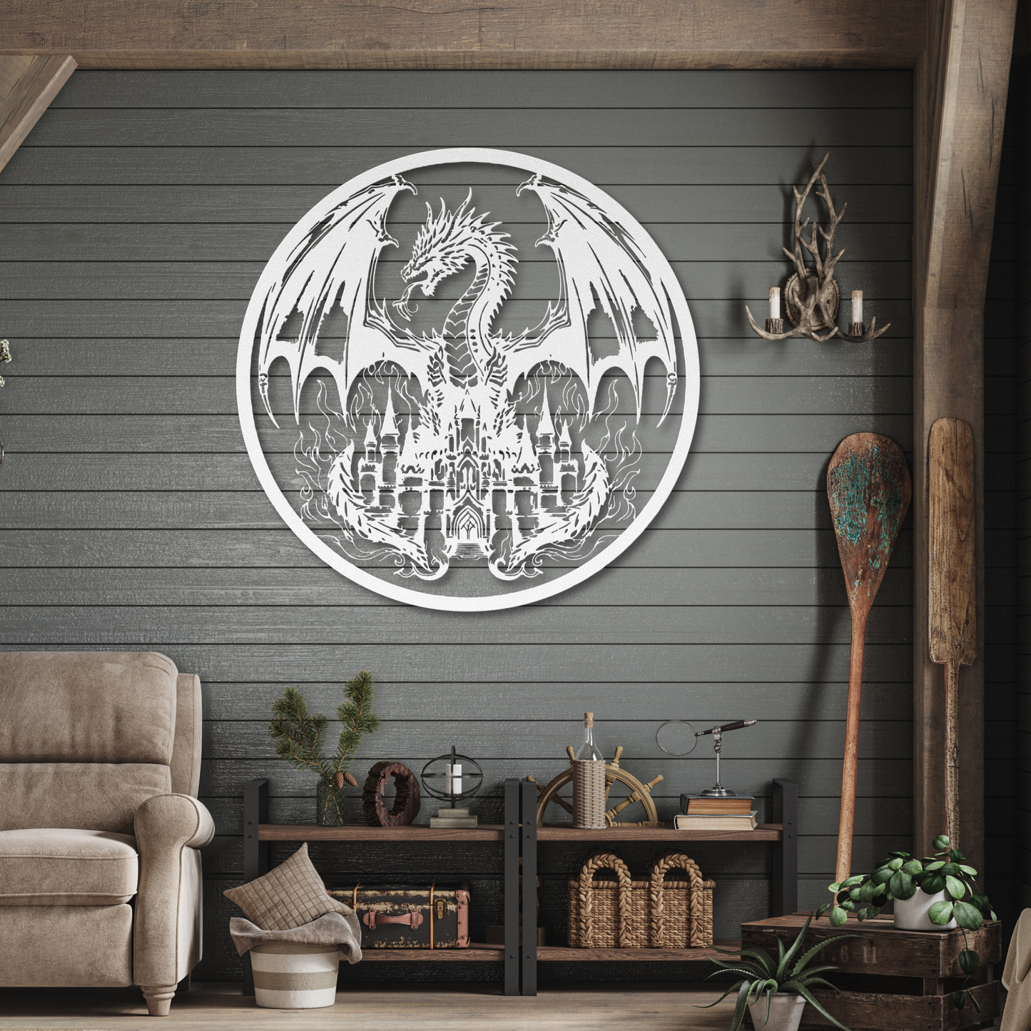 Castle on Fire Metal Wall Art: Ignite Your Imagination