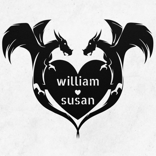 Romantic Personalized Dragons Heart Metal Sign: A Touch of Fantasy Love