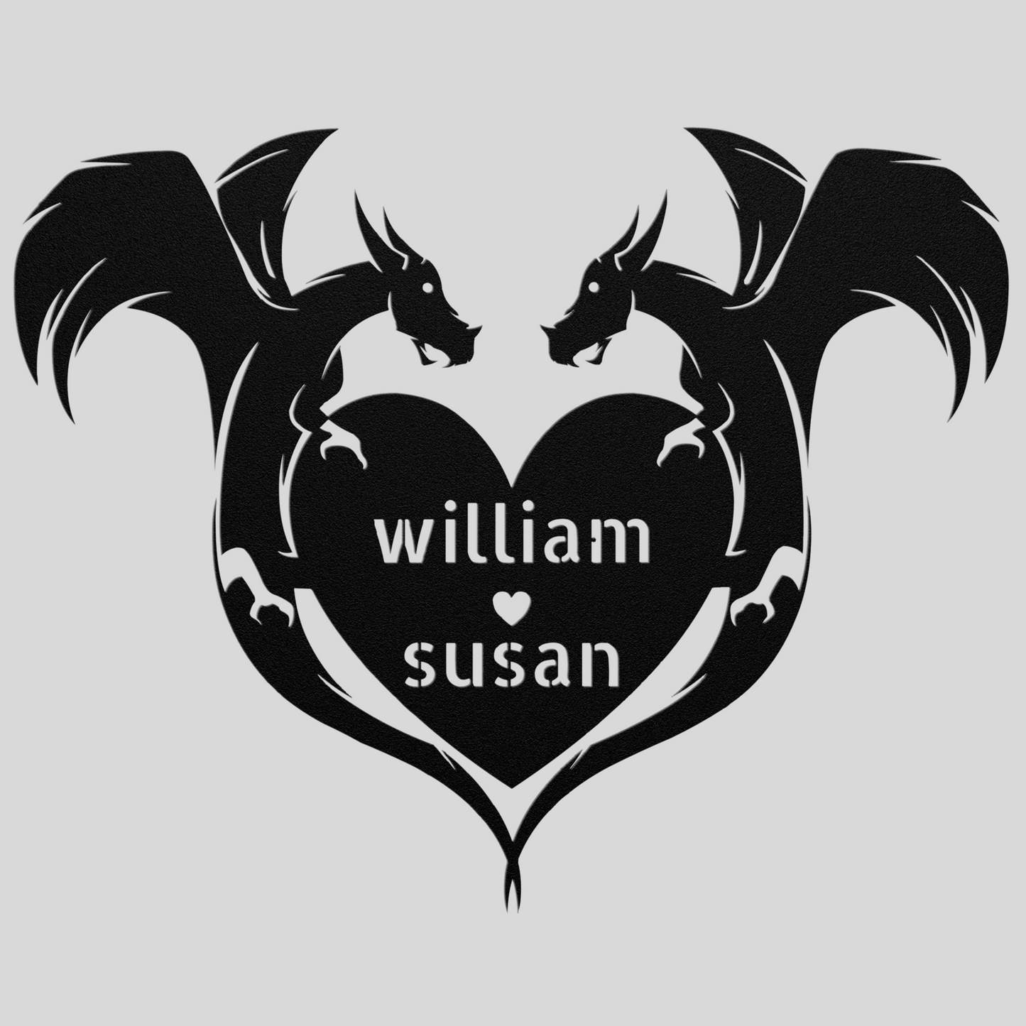 Romantic Personalized Dragons Heart Metal Sign: A Touch of Fantasy Love