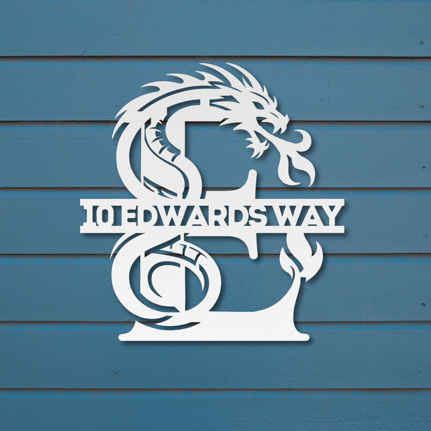 Custom Dragon Letter E Metal Sign: Bold and Imaginative