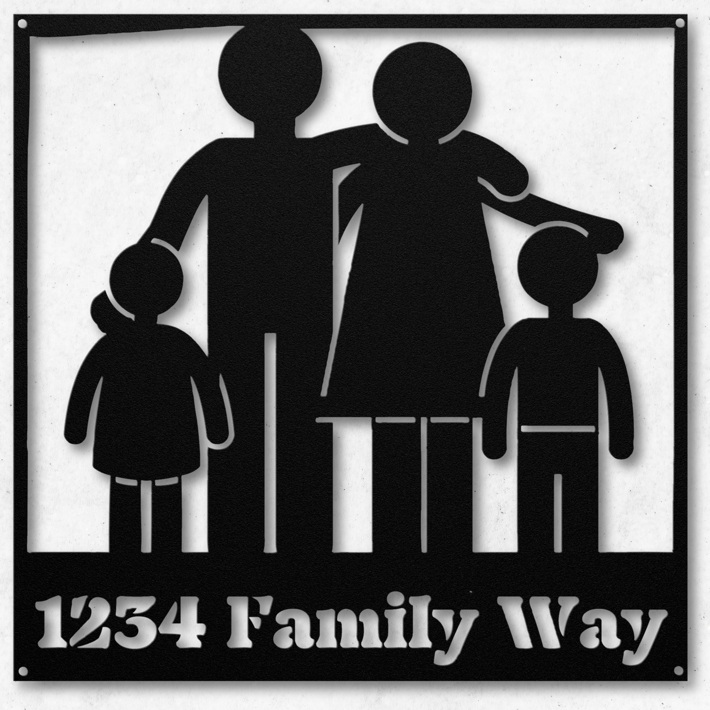 Custom Family of Four Metal Sign: Celebrate Togetherness