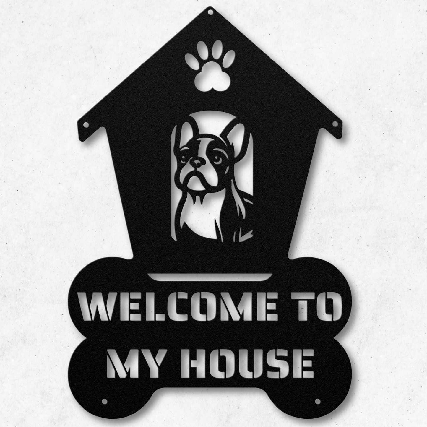 French Bulldog Welcome Dog House Metal Sign: A Warm Greeting for Your Home