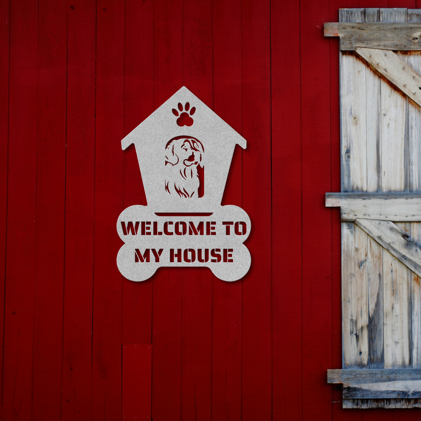 Golden Retriever Welcome Dog House Metal Sign: A Warm Greeting for Your Home