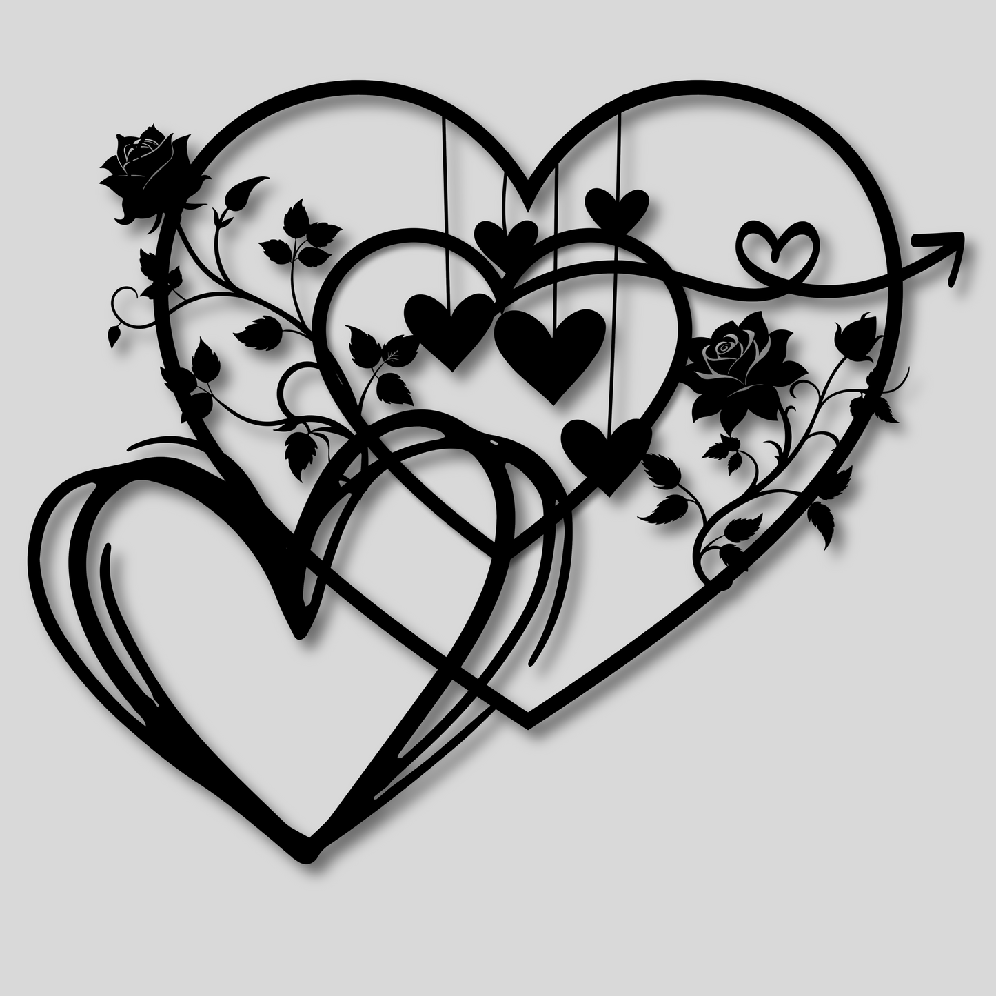 Whimsical Hearts and Roses Metal Wall Art: A Floral Love Story