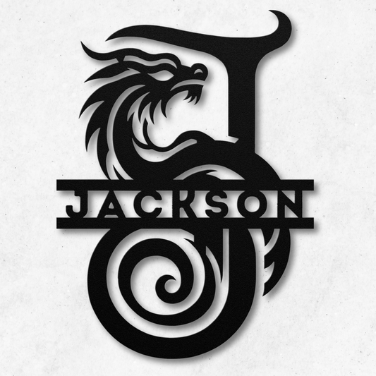 Custom Dragon Letter J Metal Sign: A Touch of Mythical Charm