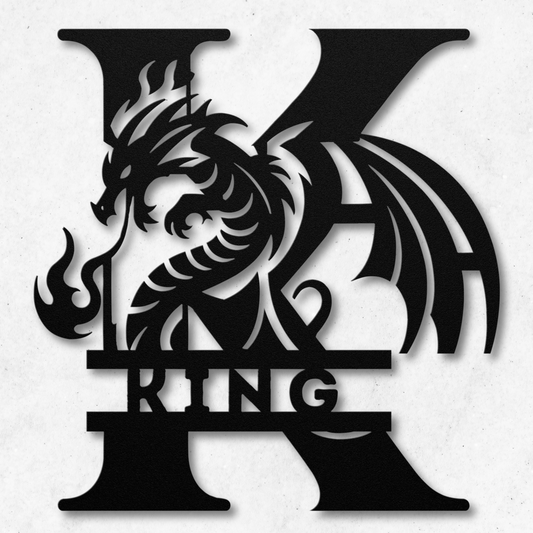 Custom Dragon Letter K Metal Sign: Enchanting and Unique