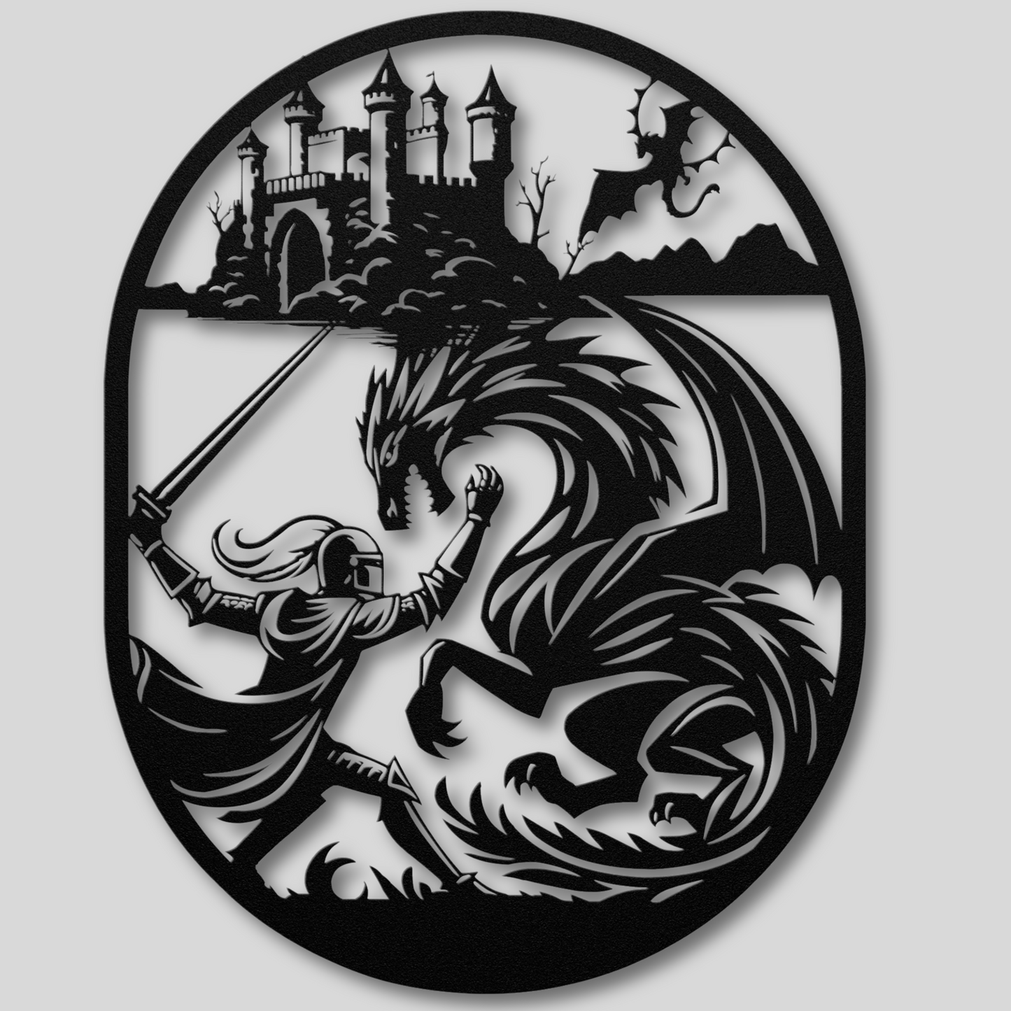 Epic Knight and Dragon Metal Wall Art: A Tale of Adventure