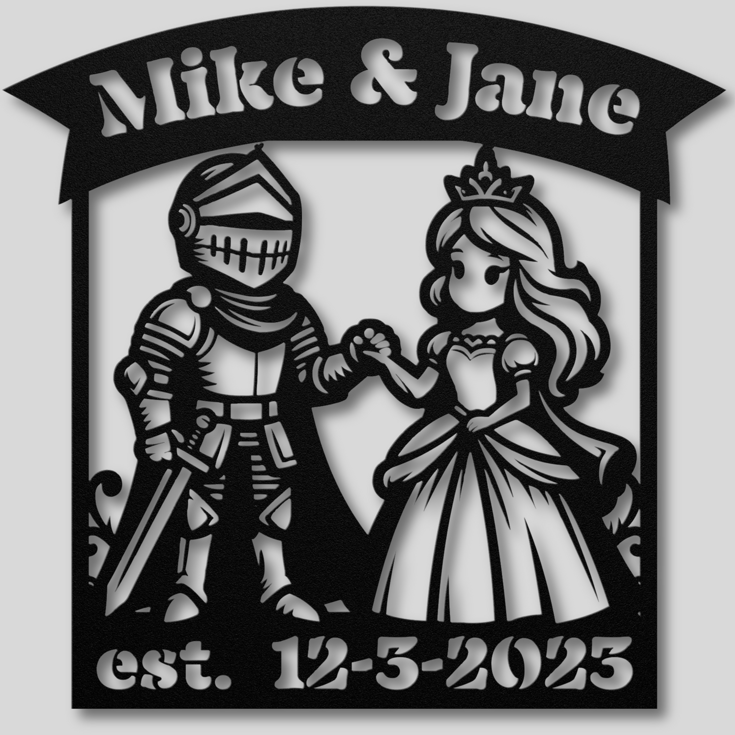 Personalized Princess and the Knight Metal Wall Art: A Unique Fairy Tale