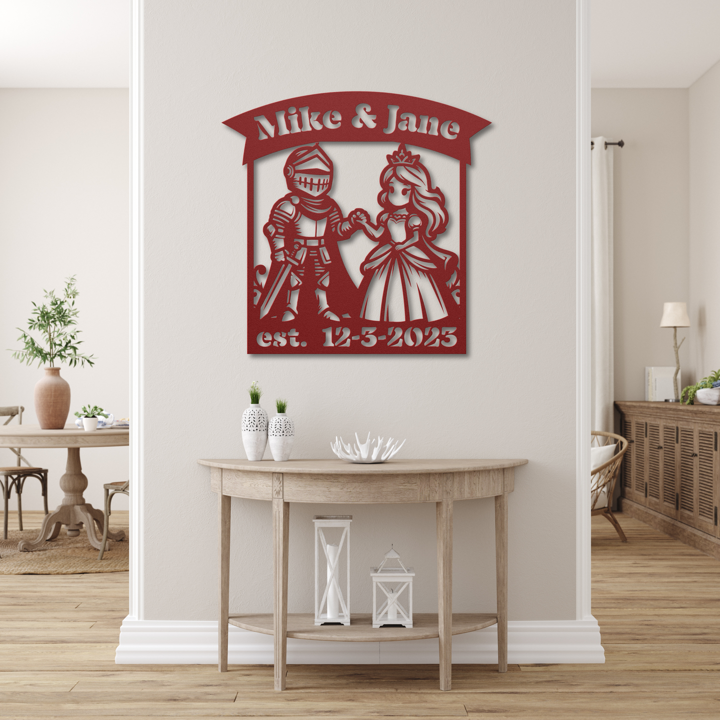 Personalized Princess and the Knight Metal Wall Art: A Unique Fairy Tale