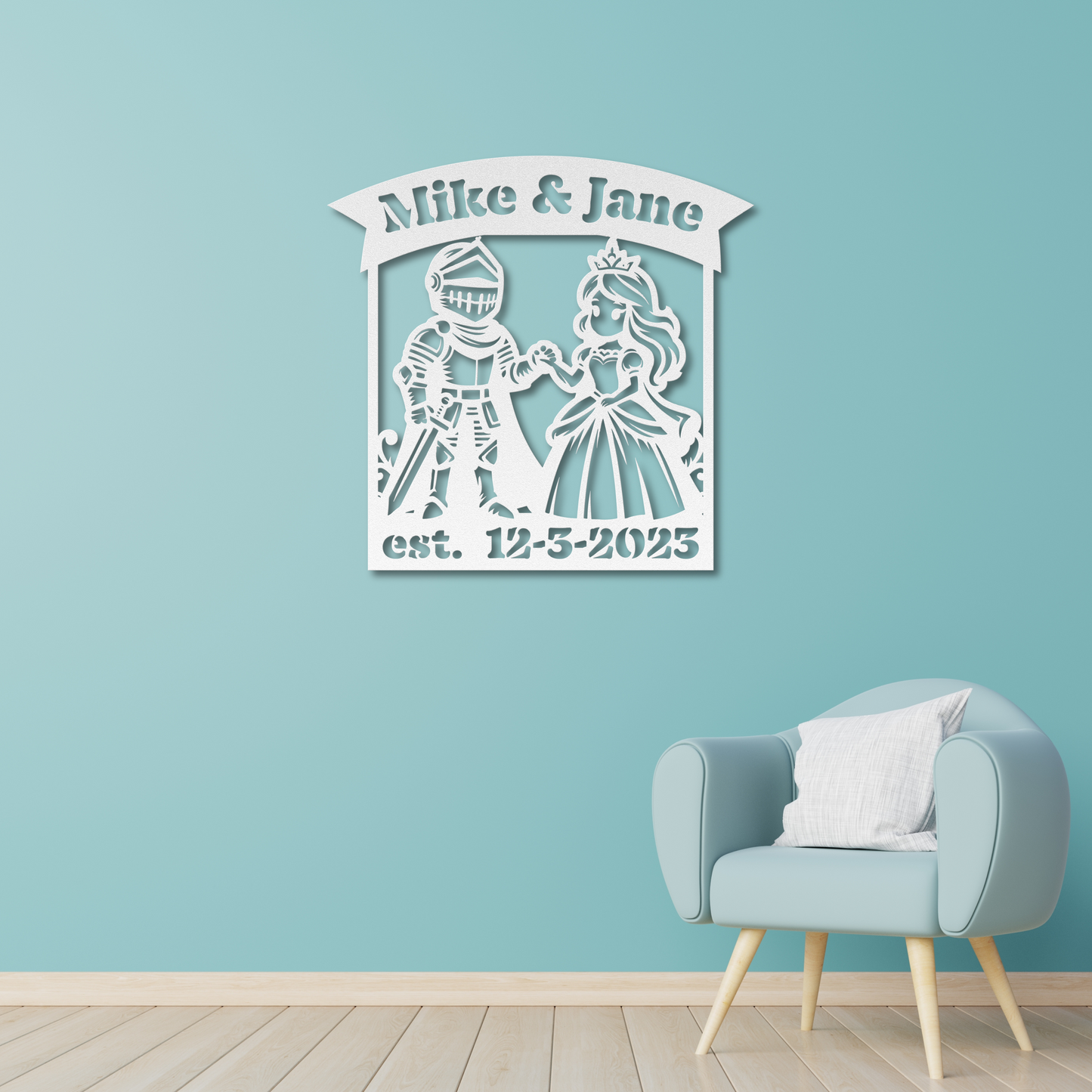 Personalized Princess and the Knight Metal Wall Art: A Unique Fairy Tale