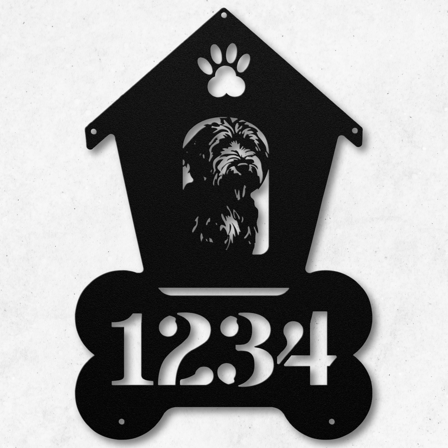 Labradoodle Dog House Number Metal Sign: A Tail-Wagging Touch