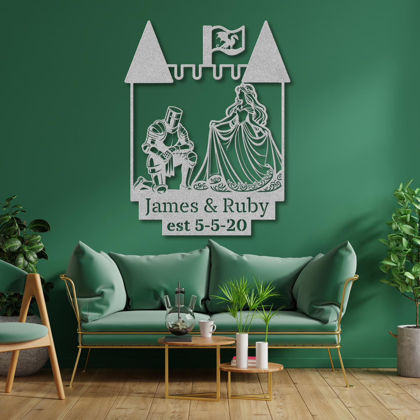Custom Knight and Lady Metal Wall Art: Timeless Medieval Elegance