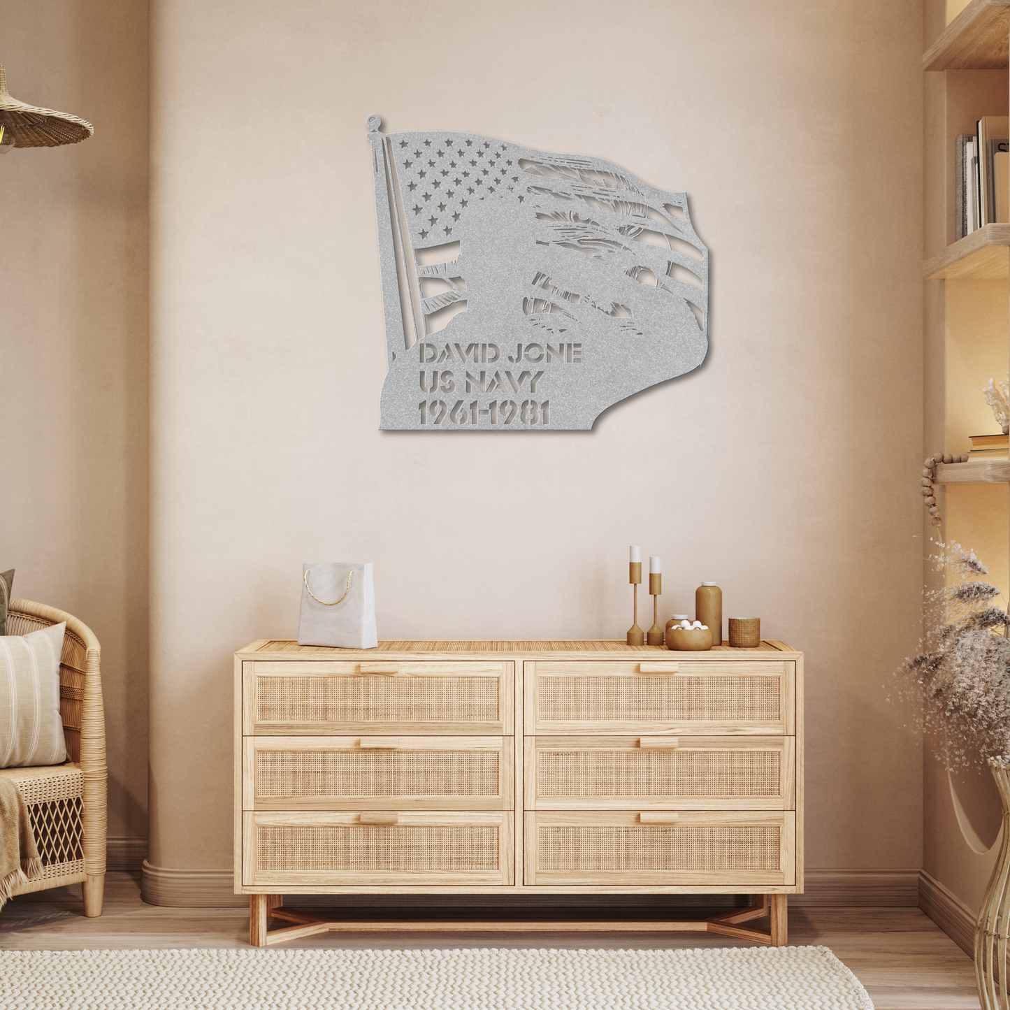 Dramatic Military Saluting Flag with Eagle Metal Wall Art: Celebrate Freedom