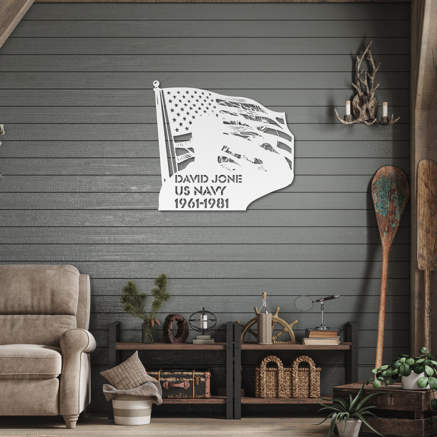 Dramatic Military Saluting Flag with Eagle Metal Wall Art: Celebrate Freedom